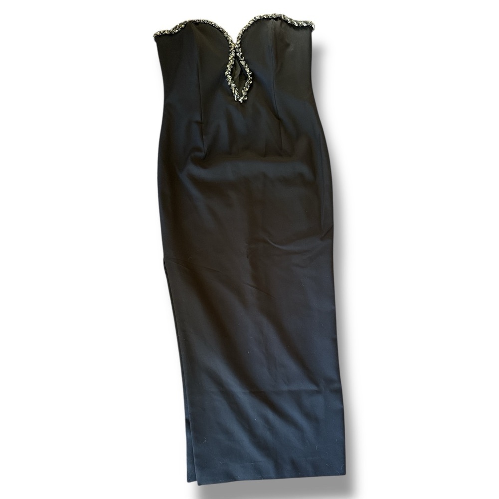 Anthropologie Bardot Eleni Diamante Strapless Black Midi Dress Size 8 - Picture 2 of 13